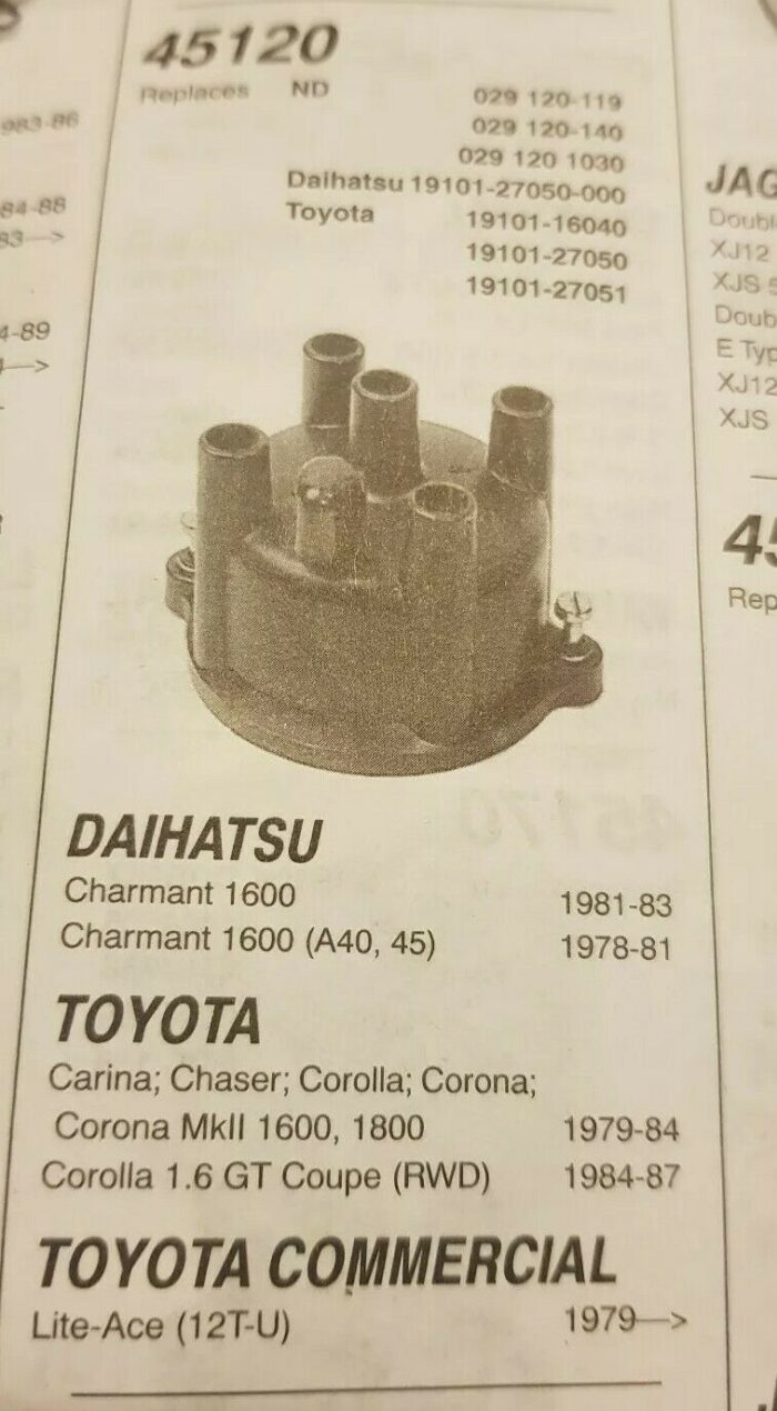 XD221	CI-DISTRIBUTOR CAP: DAIHATSU CHARMANT 1600, TOYOTA CARINA MK2 1600 1800 CORONA MK2 1600 1800 COROLLA 1600GT COUPE RWD LITE ACE (12T-U) - Image 3
