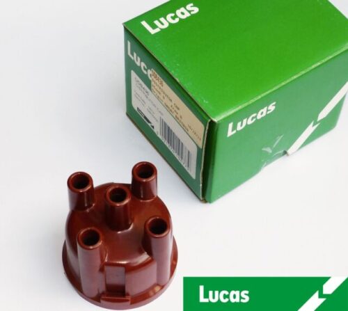 Brand new high quality genuine Lucas distributor cap, has brass contacts as only the genuine Lucas ones have, as fitted to a wide range of European cars from 1959 to 1989 such as; BMW 5 Series 2 Series saloons, Alfa Romeo Spider and GT, Volvo P 121 and P 1800, Mercedes Benz /8 Saloon, Audi 100 Avant etc.